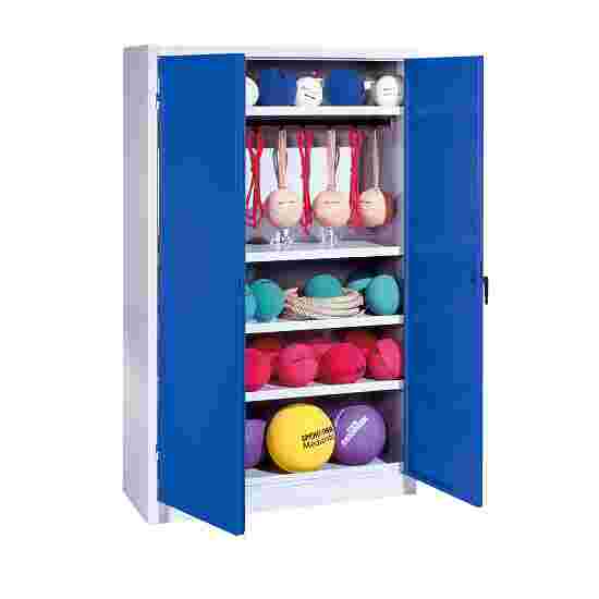 C+P Sports equipment cabinet Gentian blue (RAL 5010), Light grey (RAL 7035), Keyed alike, Handle
