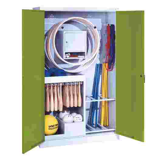 C+P Sports equipment cabinet Viridian green (RDS 110 80 60), Light grey (RAL 7035), Keyed alike, Ergo-Lock recessed handle