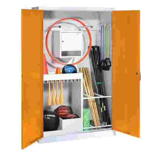C+P Sports equipment cabinet Yellow orange (RAL 2000), Light grey (RAL 7035), Keyed alike, Ergo-Lock recessed handle
