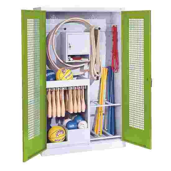 C+P Sports equipment cabinet Viridian green (RDS 110 80 60), Light grey (RAL 7035), Ergo-Lock recessed handle, Keyed alike