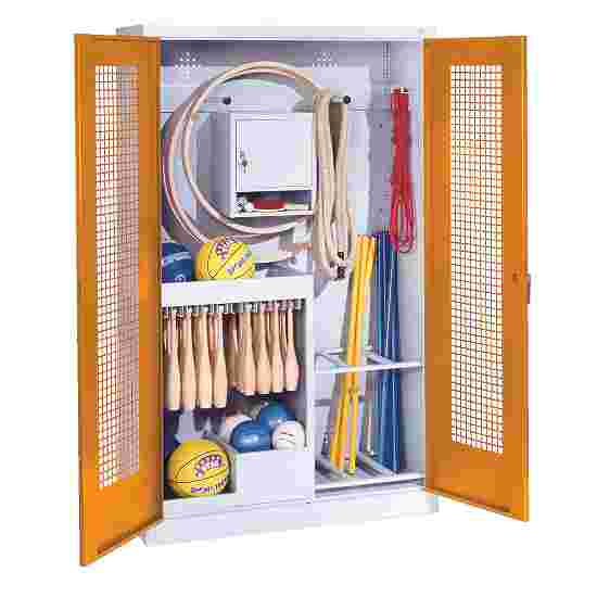C+P Sports equipment cabinet Yellow orange (RAL 2000), Light grey (RAL 7035), Ergo-Lock recessed handle, Keyed alike