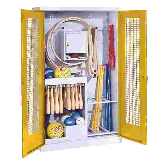C+P Sports equipment cabinet Sunny Yellow (RDS 080 80 60), Light grey (RAL 7035), Ergo-Lock recessed handle, Keyed alike