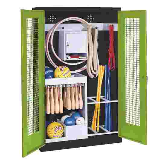 C+P Sports equipment cabinet Viridian green (RDS 110 80 60), Anthracite (RAL 7021), Ergo-Lock recessed handle, Keyed alike