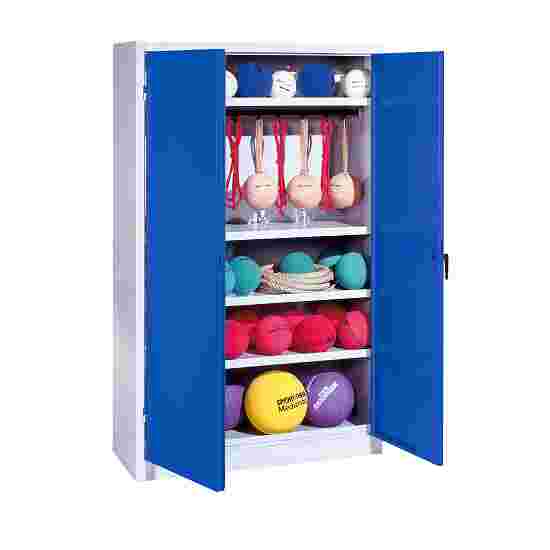 C+P Sports equipment cabinet Gentian blue (RAL 5010), Light grey (RAL 7035), Keyed alike, Ergo-Lock recessed handle