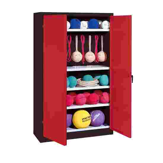 C+P Sports equipment cabinet Ruby red (RAL 3003), Anthracite (RAL 7021), Keyed alike, Ergo-Lock recessed handle