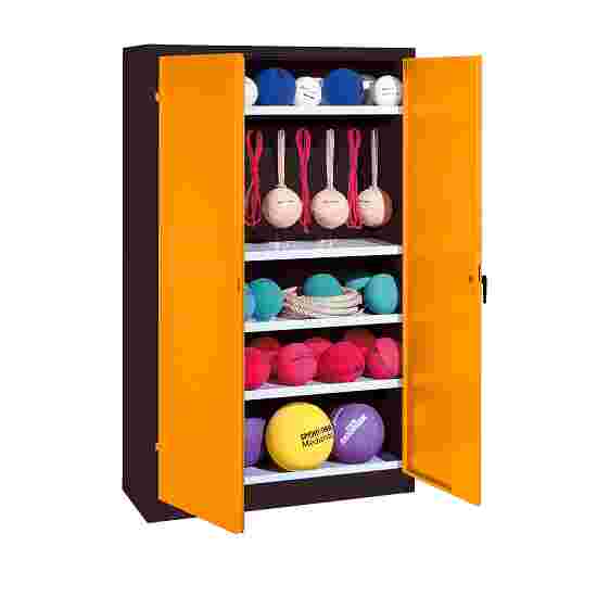 C+P Sports equipment cabinet Yellow orange (RAL 2000), Anthracite (RAL 7021), Keyed alike, Ergo-Lock recessed handle