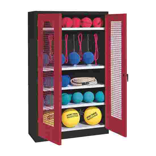 C+P Sports equipment cabinet Ruby red (RAL 3003), Anthracite (RAL 7021), Keyed alike, Ergo-Lock recessed handle