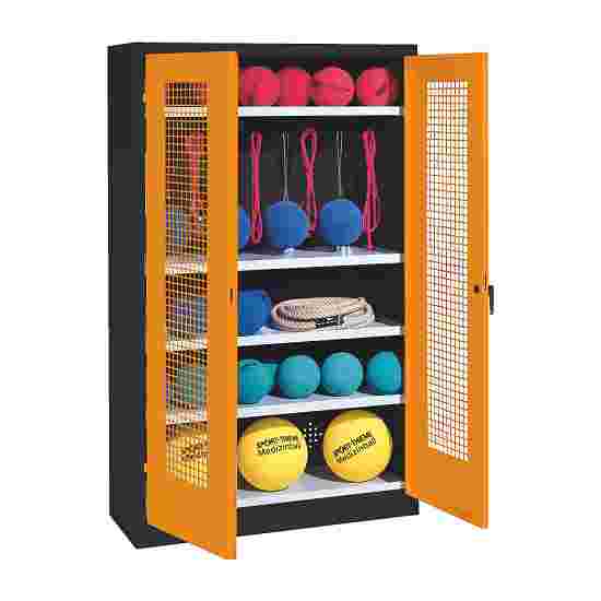 C+P Sports equipment cabinet Yellow orange (RAL 2000), Anthracite (RAL 7021), Keyed alike, Ergo-Lock recessed handle