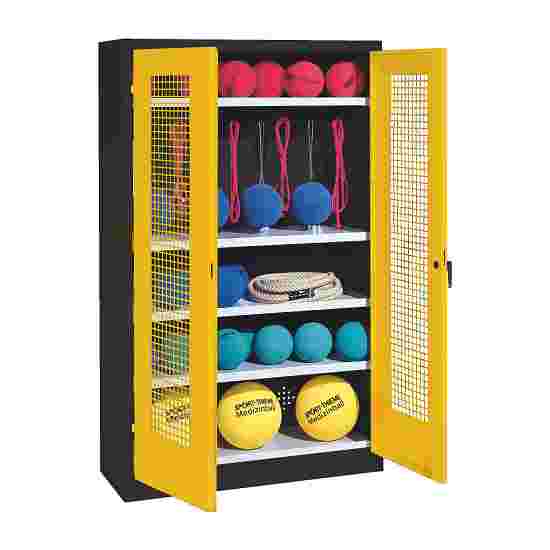 C+P Sports equipment cabinet Sunny Yellow (RDS 080 80 60), Anthracite (RAL 7021), Keyed alike, Ergo-Lock recessed handle