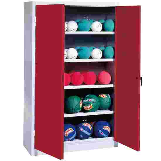 C+P Type 3, (with Metal Double Doors, H×W×D: 195×150×50 cm) Ball Cabinet Ruby red (RAL 3003), Light grey (RAL 7035), Keyed to differ, Handle