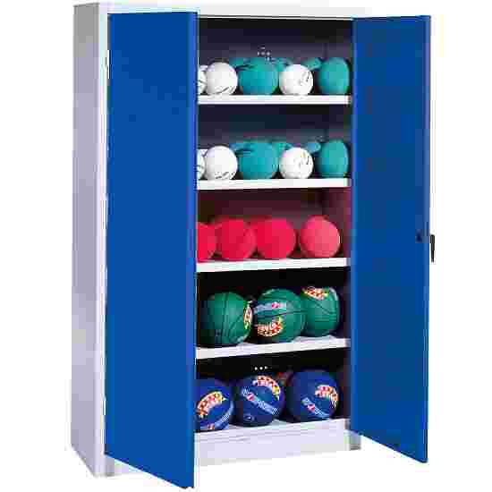 C+P Type 3, (with Metal Double Doors, H×W×D: 195×150×50 cm) Ball Cabinet Gentian blue (RAL 5010), Light grey (RAL 7035), Keyed alike, Ergo-Lock recessed handle