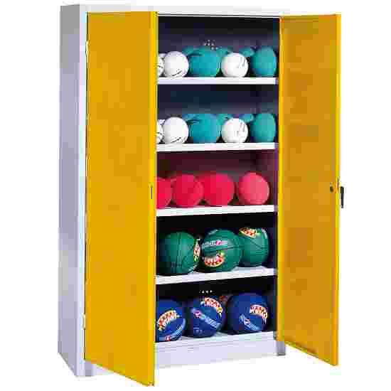 C+P Type 3, (with Metal Double Doors, H×W×D: 195×150×50 cm) Ball Cabinet Sunny Yellow (RDS 080 80 60), Light grey (RAL 7035), Keyed alike, Ergo-Lock recessed handle