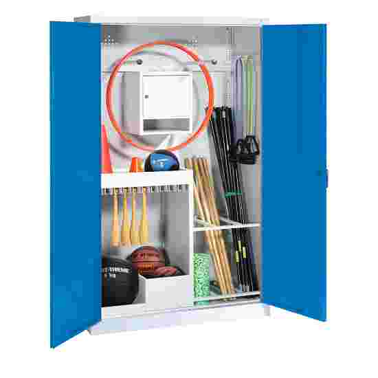 C+P with metal double doors (type 1), HxWxD 195x120x50 cm Equipment Cupboard Gentian blue (RAL 5010), Light grey (RAL 7035), Keyed to differ, Handle