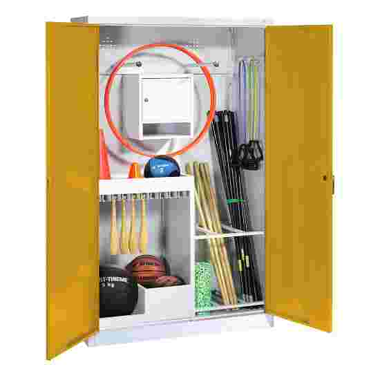 C+P with metal double doors (type 1), HxWxD 195x120x50 cm Equipment Cupboard Golden Yellow (RAL 1004), Light grey (RAL 7035), Keyed to differ, Handle