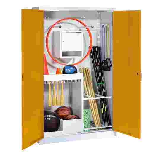 C+P with metal double doors (type 1), HxWxD 195x120x50 cm Equipment Cupboard Golden Yellow (RAL 1004), Light grey (RAL 7035), Keyed alike, Handle