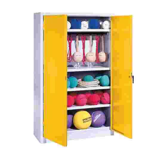 C+P with metal double doors (type 2), HxWxD 195x120x50 cm Equipment Cupboard Traffic Yellow (RAL 1023), Light grey (RAL 7035), Keyed to differ, Handle