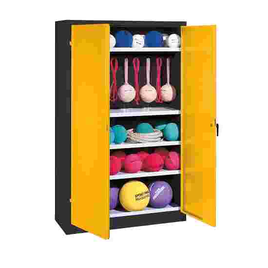 C+P with metal double doors (type 2), HxWxD 195x120x50 cm Equipment Cupboard Golden Yellow (RAL 1004), Anthracite (RAL 7021), Keyed to differ, Handle