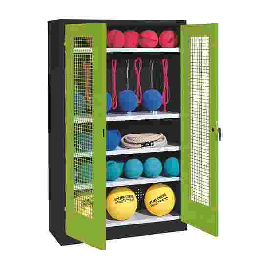 C+P with perforated metal double doors (type 2), HxWxD 195x120x50 cm Equipment Cupboard Clown Green (RAL 110 80 60), Anthracite (RAL 7021), Keyed to differ, Handle