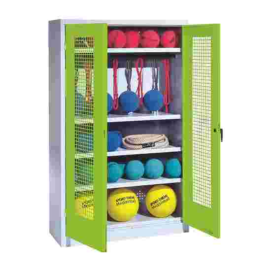 C+P with perforated metal double doors (type 2), HxWxD 195x120x50 cm Equipment Cupboard Clown Green (RAL 110 80 60), Light grey (RAL 7035), Keyed to differ, Ergo-Lock recessed handle