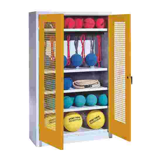 C+P with perforated metal double doors (type 2), HxWxD 195x120x50 cm Equipment Cupboard Golden Yellow (RAL 1004), Light grey (RAL 7035), Keyed to differ, Ergo-Lock recessed handle