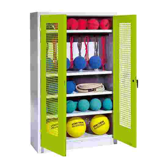 C+P with perforated metal double doors (type 2), HxWxD 195x120x50 cm Equipment Cupboard Clown Green (RAL 110 80 60), Light grey (RAL 7035), Keyed alike, Handle