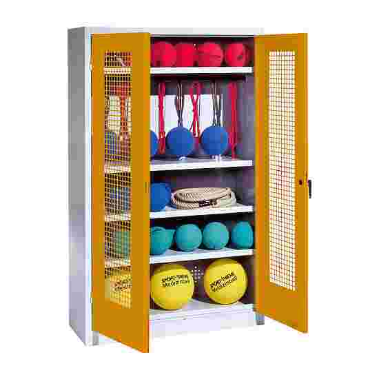 C+P with perforated metal double doors (type 2), HxWxD 195x120x50 cm Equipment Cupboard Golden Yellow (RAL 1004), Light grey (RAL 7035), Keyed alike, Handle