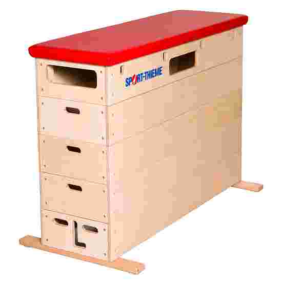 Sport-Thieme &quot;Multiplex&quot;, 5-Part Vaulting Box Without swivel castor kit, Synthetic leather cover, red