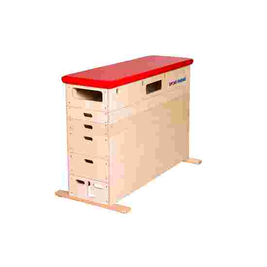 Sport-Thieme &quot;Multiplex&quot;, 6-Part Vaulting Box Without swivel castor kit, Synthetic leather cover, red