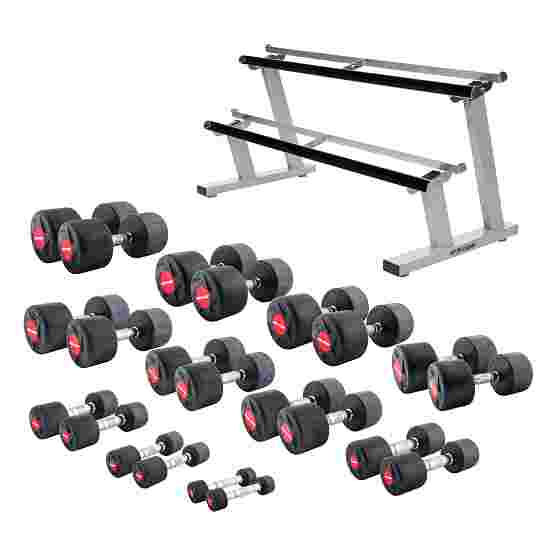 Sport-Thieme &quot;Rubber&quot; Compact Dumbbell Set 1–25 kg, incl. double dumbbell stand