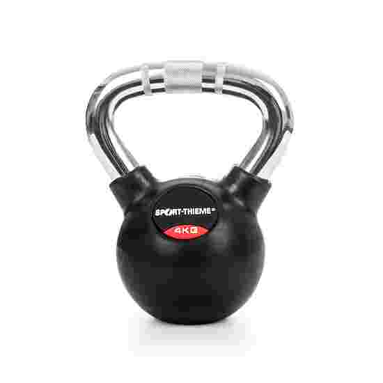 Sport-Thieme &quot;Rubberised, Knurled Chrome-Handled&quot; Kettlebell 4 kg