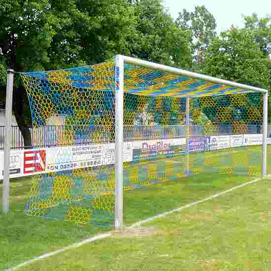 Sport-Thieme stands in ground sockets, with Free Net Suspension, Alu Full-Size Football Goal Anodised matt silver, Net hooks