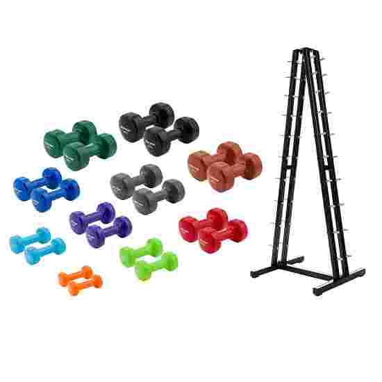 Sport-Thieme &quot;Vinyl&quot; Dumbbell Set 1–10 kg, with stand