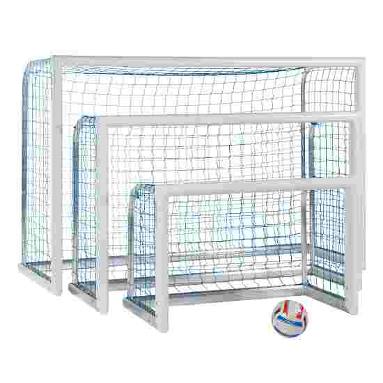 Sport-Thieme White, Powder-Coated &quot;Professional Compact&quot; Mini Football Goal 1.20×0.80 m, Incl. net, blue (mesh size 10 cm)