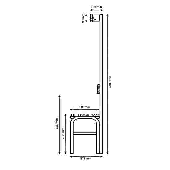 Sypro for Damp Areas with Backrest Changing Room Bench 2 m, With shoe shelf, Light Grey (RAL 7035)