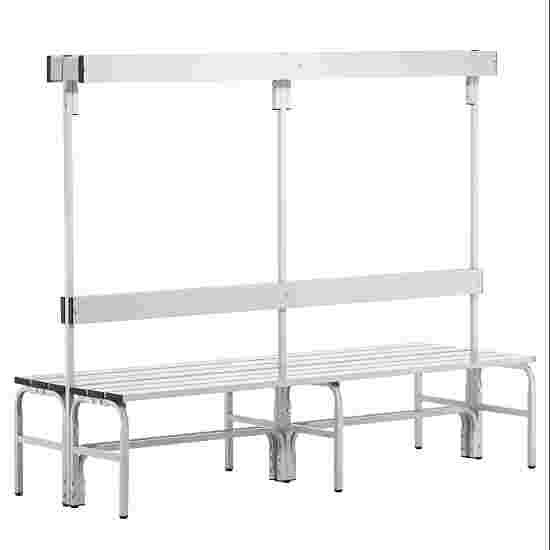 Sypro for Damp Areas with Double-Sided Backrest Changing Room Bench 2 m, Without shoe shelf, Light Grey (RAL 7035)