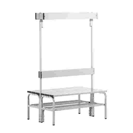 Sypro for Damp Areas with Double-Sided Backrest Changing Room Bench 1.01 m, With shoe shelf, Light Grey (RAL 7035)