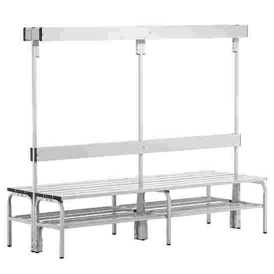 Sypro for Damp Areas with Double-Sided Backrest Changing Room Bench 2 m, With shoe shelf, Light Grey (RAL 7035)