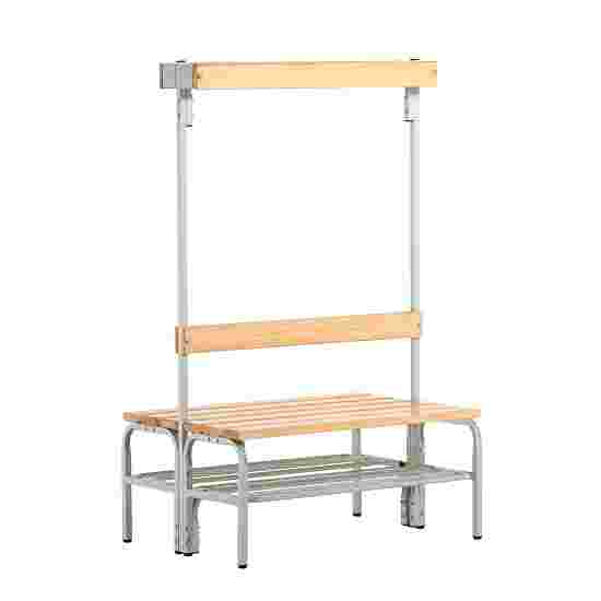 Sypro for Dry Areas with Double-Sided Backrest Changing Room Bench 1.01 m, With shoe shelf, Light Grey (RAL 7035)