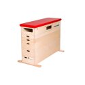 Sport-Thieme "Multiplex", 6-Part Vaulting Box Without swivel castor kit, Synthetic leather cover, red