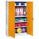 C+P Sports equipment cabinet Yellow orange (RAL 2000), Light grey (RAL 7035), Keyed to differ, Handle
