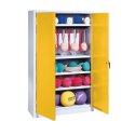 C+P with metal double doors (type 2), HxWxD 195x120x50 cm Equipment Cupboard Traffic Yellow (RAL 1023), Light grey (RAL 7035), Keyed to differ, Handle