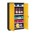 C+P with metal double doors (type 2), HxWxD 195x120x50 cm Equipment Cupboard Traffic Yellow (RAL 1023), Anthracite (RAL 7021), Keyed to differ, Handle