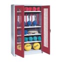 C+P Sports equipment cabinet Ruby red (RAL 3003), Light grey (RAL 7035), Keyed to differ, Handle