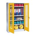 C+P with perforated metal double doors (type 2), HxWxD 195x120x50 cm Equipment Cupboard Traffic Yellow (RAL 1023), Light grey (RAL 7035), Keyed to differ, Handle