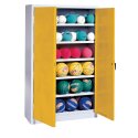 C+P HxWxD 195x93x40 cm, with Sheet Metal Double Doors (type 3) Ball Cabinet Traffic Yellow (RAL 1023), Light grey (RAL 7035), Keyed to differ