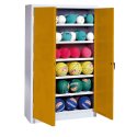 C+P HxWxD 195x120x50 cm, with Sheet Metal Wing Doors (type 3) Ball Cabinet Golden Yellow (RAL 1004), Light grey (RAL 7035), Keyed to differ, Handle