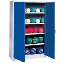 C+P Type 3, (with Metal Double Doors, H×W×D: 195×150×50 cm) Ball Cabinet Gentian blue (RAL 5010), Light grey (RAL 7035), Keyed to differ, Handle