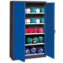 C+P Type 3, (with Metal Double Doors, H×W×D: 195×150×50 cm) Ball Cabinet Gentian blue (RAL 5010), Anthracite (RAL 7021), Keyed to differ, Handle