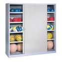 C+P HxWxD 195x190x60 cm, with Sheet Metal Sliding Doors (type 4) Ball Cabinet Light grey (RAL 7035), Light grey (RAL 7035), Keyed to differ