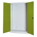 C+P HxWxD 195x120x50 cm, with Sheet Metal Double Doors Modular sports equipment cabinet Clown Green (RAL 110 80 60), Light grey (RAL 7035), Keyed to differ, Handle